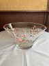 Vintage Hazel Atlas Hand-painted Pink Floral Glass Serving Bowl