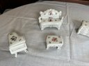 Tiny Vintage 1950s Hand-Painted Porcelain Dollhouse Furniture