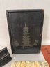 Antique Chinese Mahjong Set Bovine Bone & Bamboo Tiles -  From China In 1923 With Original Booklets