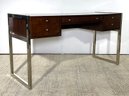 A Modern Chrome And Mahogany Desk By Mitchell Gold And Bob Williams