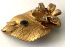 Gold-Tone Bar Pin And Leaf-Shaped Clip