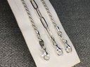 Three Brand New - Never Worn STERLING SILVER Bracelets -both Made In Italy - (2) Rope - (1) Paperclip Style