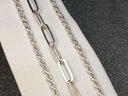 Three Brand New - Never Worn STERLING SILVER Bracelets -both Made In Italy - (2) Rope - (1) Paperclip Style