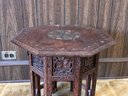 A Vintage Inlaid Brass Moroccan Side Table