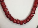 Lovely Red Coral Chunky Necklace With Sterling Silver Clasp - New ! - $475 Retail Price - 18' Length !