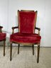 A Pair Of Vintage Hollywood Regency Style Parcel Gilt Arm Chairs In Crushed Velvet