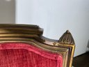 A Pair Of Vintage Hollywood Regency Style Parcel Gilt Arm Chairs In Crushed Velvet