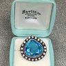 Fabulous Large 925 / Sterling Silver Cocktail Ring With London Blue Topaz - Lovely Silver Details - Brand New