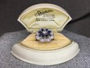 Gorgeous Brand New Sterling Silver / 925 Ring With Lovely Sapphire & Sparkling White Topaz Flower Ring