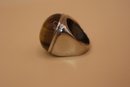 925 Sterling Silver With Tiger Eye Ring Signed 'NF' Size 8
