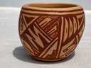 Artist Signed Hopi Indian Redware Vase- Diminutive Scale With Polychrome Glaze