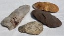 Grouping Of 4 Original Antique To Neolithic Native American Scrapers- 1 With Excavation Tag