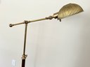 Articulating Floor Lamp With Leather Wrapped Shaft And Brass Base