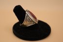 925 Sterling Silver With Red Stone Ring Signed '$' Size 8