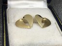 Very Pretty All 14K Gold Heart Earrings - Not Plated - Marked 14K On Posts - Very Nice Earrings ! GIFT !