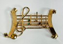 VINTAGE 1940'S GOLD OVER STERLING SILVER MUSICAL NOTES RHINESTONE BROOCH