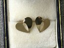 Very Pretty All 14K Gold Heart Earrings - Not Plated - Marked 14K On Posts - Very Nice Earrings ! GIFT !