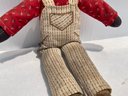 Early Folk Art Americana Stuffed Cloth Doll