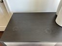 Two Toned Dark Wood And Metallic Finish Console