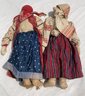 Antique Folk Art Textile Dolls With Original Clothing