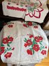 Red Grouping Of Four Vintage Tablecloths
