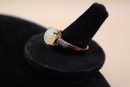 925 Sterling And Copper Color Overlay With Opal And Clear Stones Ring Size 11