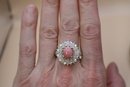 925 Sterling With Opals,clear Stones And Pink Coral Signed 'STS' Chuck Clemency Ring Size 11