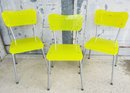 MCM Lime Green Glass And Metal Chairs