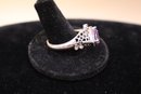 925 Sterling With Purple And Clear Stones Signed 'TJC' Ring Size 11