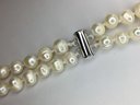 Wonderful Double Strand Genuine Cultured Baroque Pearl Necklace With Sterling Clasp - Brand New Unworn !