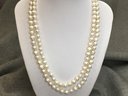 Wonderful Double Strand Genuine Cultured Baroque Pearl Necklace With Sterling Clasp - Brand New Unworn !
