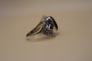 925 Sterling With Black Stones Ring Size 11