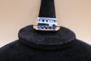 925 Sterling With Light Blue And Clear Stone Signed 'STS' Chuck Clemency Ring Size 11