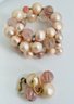 VINTAGE SIGNED RICHELIEU PINK WRAP AROUND BRACELET AND CLIP-ON EARRINGS  AS-IS BRACELET