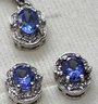 Fien Vintage Sterling Silver And Blue Topaz Parure- Pendant Necklace, Earrings And Ring