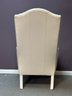 A Stylish Modern Wing Chair In Creamy White Leather, Ethan Allen, 2 Of 2