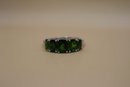 925 Sterling With Green Stones Signed 'CN' 'FZN' Ring Size 12