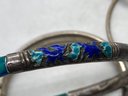 Grouping Of 4 Bangle Bracelets- Chinese Cloisonne And Serpentine, Turquoise