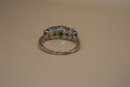 925 Sterling With Green Stones Signed 'CN' 'FZN' Ring Size 12