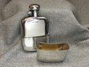 Wonderful Antique English Sterling Silver Flask With Cup - ARHH From MSC - Xmas 1909 - Fully Hallmarked NICE !