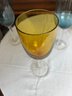 Blue & Amber Crackle Glass Large Wine Glasses, Set Of Five