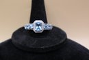 925 Sterling With Light Blue And Clear Stones Signed 'STS' Chuck Clemency Ring Size 10