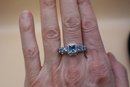 925 Sterling With Light Blue And Clear Stones Signed 'STS' Chuck Clemency Ring Size 10