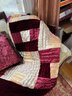 Grouping Of Red & Gold Throw Pillows & Blanket