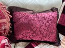 Grouping Of Red & Gold Throw Pillows & Blanket