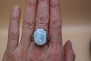 925 Sterling With Light Blue Stone Signed 'STS' Chuck Clemency Ring Size 11