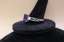 925 Sterling With Purple, Clear And Black Stones Signed 'STS' Chuck Clemency Ring Size 11