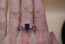 925 Sterling With Purple, Clear And Black Stones Signed 'STS' Chuck Clemency Ring Size 11