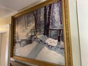 Vintage Oil On Canvas Painting Of A Winter Scene. Signed By Artist J.B Hollian ??