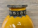 Yellow Vase With Metal Detail